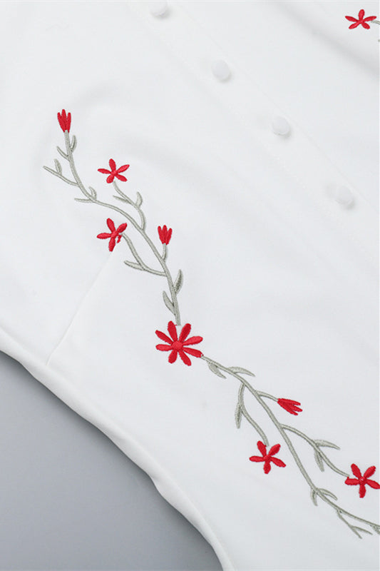 
                      
                        High Neck White Embroidery A-line Short Dress
                      
                    