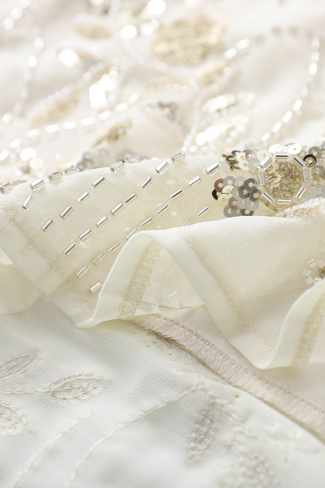 
                      
                        High Neck Champagne Beaded A-line Short Dress
                      
                    