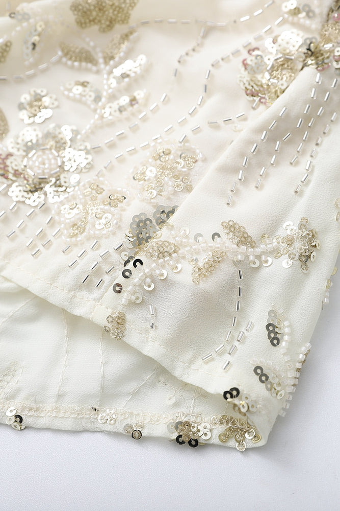 
                      
                        High Neck Champagne Beaded A-line Short Dress
                      
                    