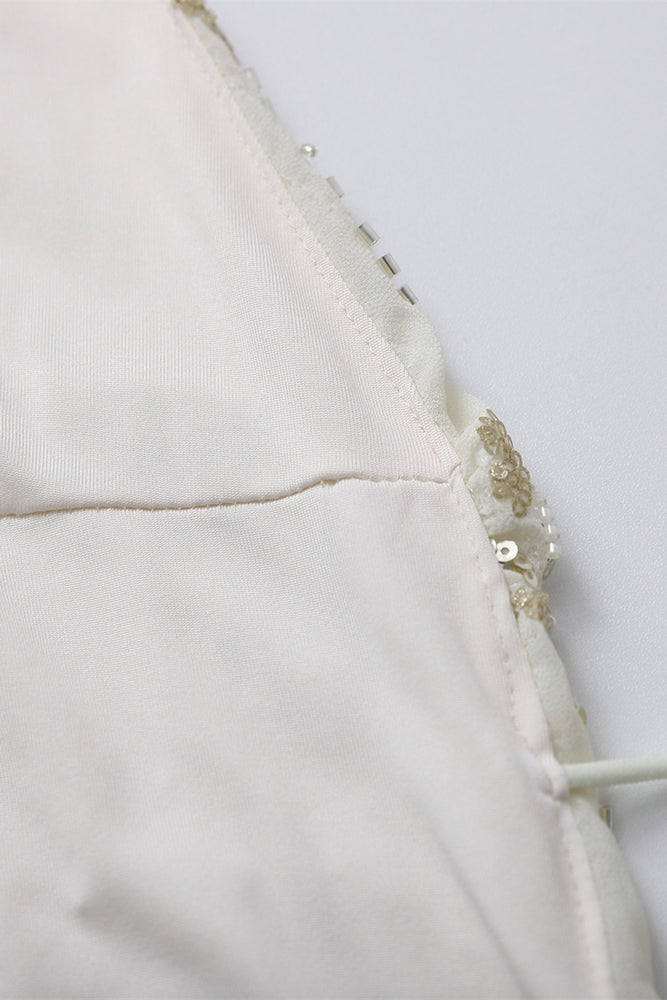 
                      
                        High Neck Champagne Beaded A-line Short Dress
                      
                    