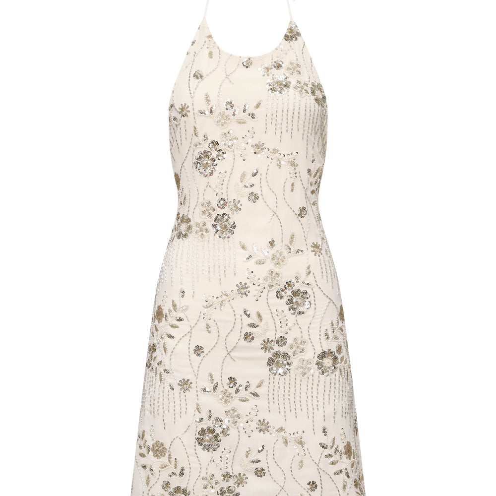 
                      
                        High Neck Orange Beaded A-line Short Dress
                      
                    