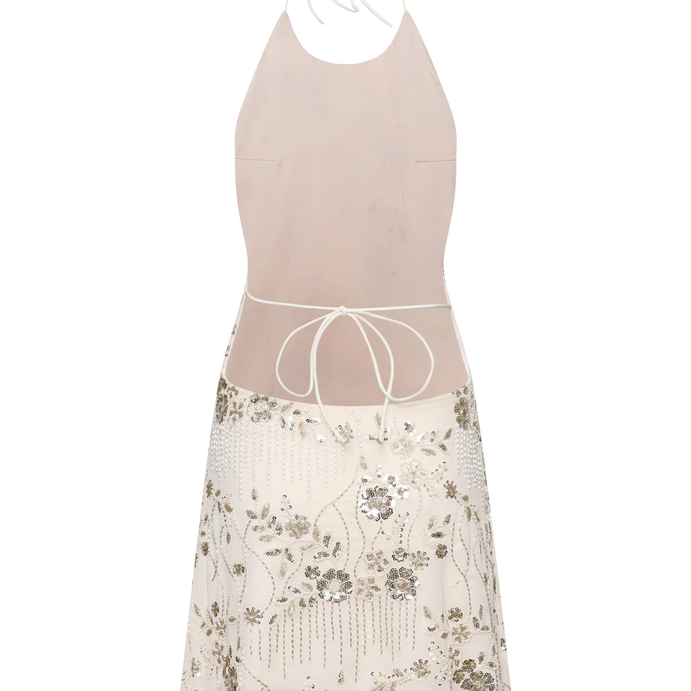 
                      
                        High Neck Orange Beaded A-line Short Dress
                      
                    