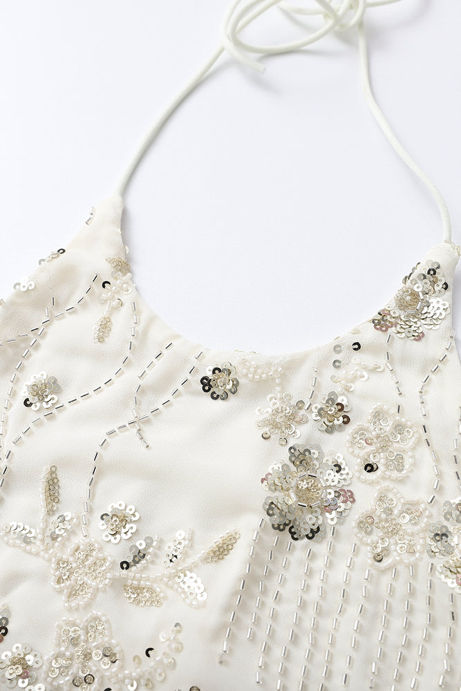 
                      
                        High Neck Champagne Beaded A-line Short Dress
                      
                    