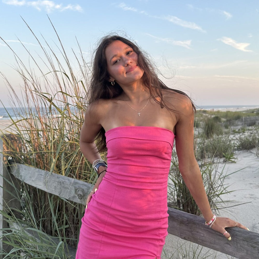 
                      
                        Strapless Red Bodycon Short Dress with Slit
                      
                    