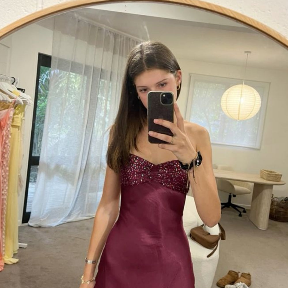 
                      
                        Halter Purple Ruched Bust Long Dress with Sequins
                      
                    