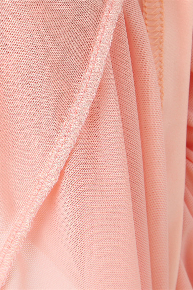 
                      
                        Lace Neck Blush Pink Ruched Short Dress with Boning
                      
                    