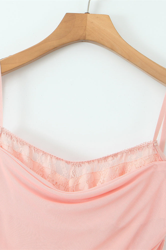 
                      
                        Lace Neck Blush Pink Ruched Short Dress with Boning
                      
                    