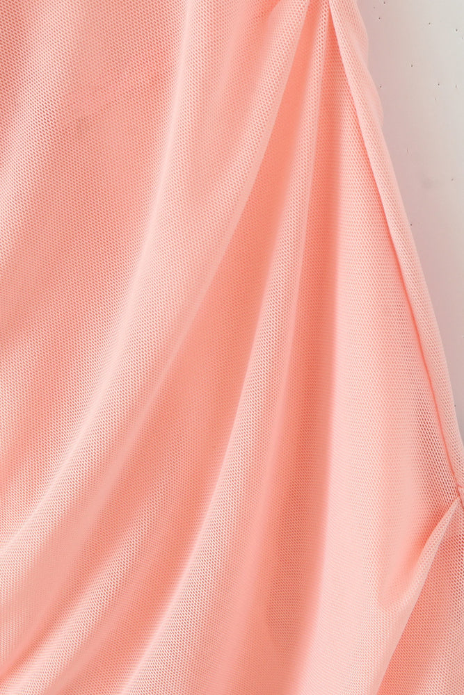 
                      
                        Lace Neck Blush Pink Ruched Short Dress with Boning
                      
                    