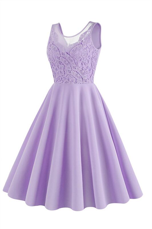 
                      
                        Lavender 1950s Lace Sleeveless Long Swing Dress
                      
                    