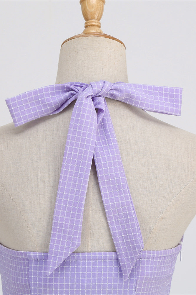 
                      
                        Lavender 1950s Plaid Halter Big Swing Dress
                      
                    