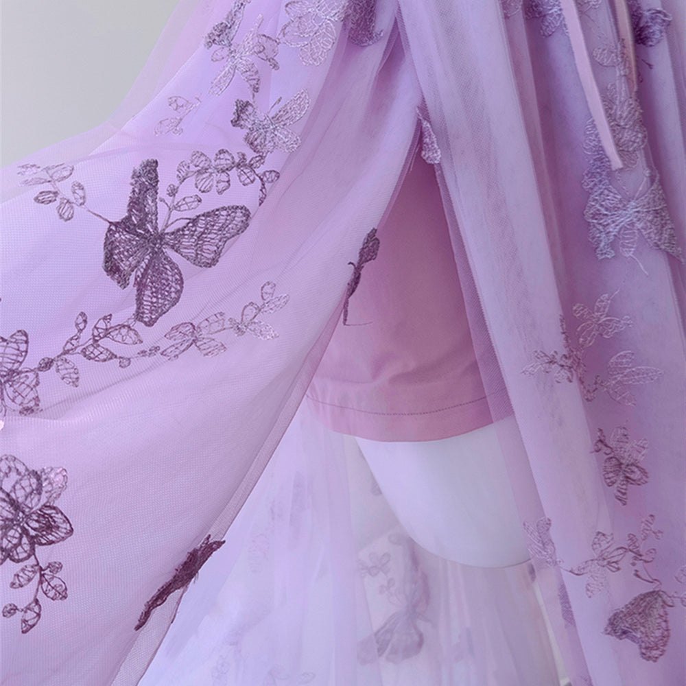 
                      
                        Lavender Butterfly Embroidery Long Dress with Slit
                      
                    