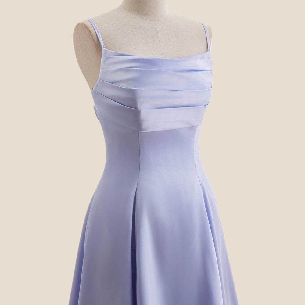 
                      
                        Lavender Cowl Neck Short Dress with Back Bow
                      
                    