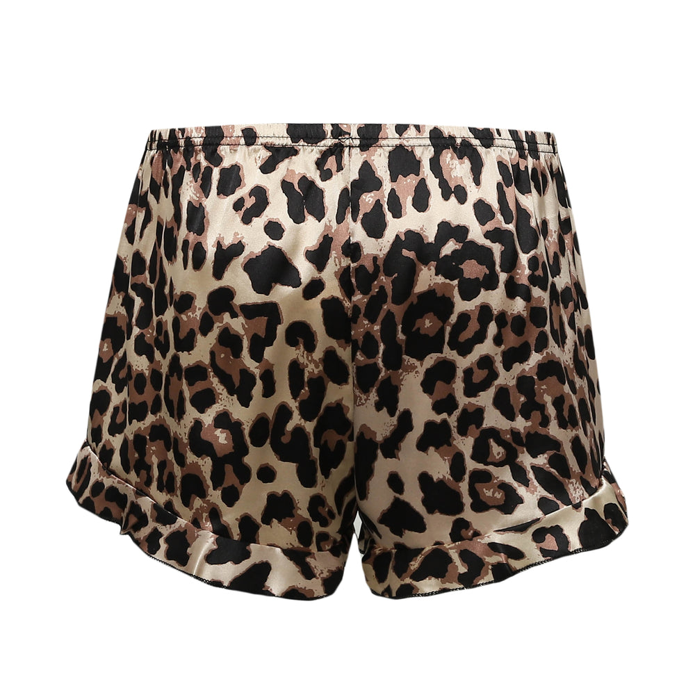 
                      
                        Leopard Striped Ruffled Satin Two-Piece Pajama Set
                      
                    