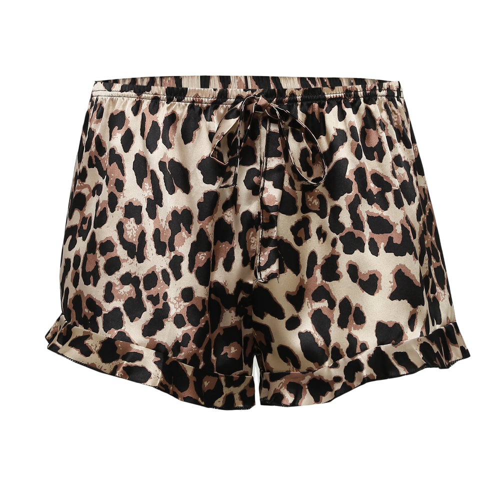 
                      
                        Leopard Striped Ruffled Satin Two-Piece Pajama Set
                      
                    