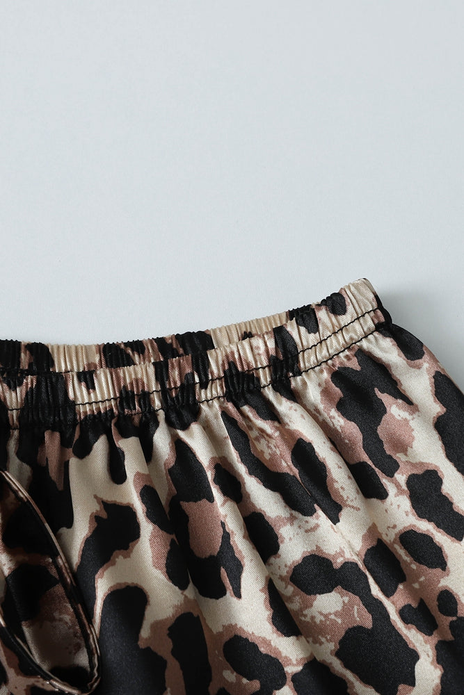 
                      
                        Leopard Striped Ruffled Satin Two-Piece Pajama Set
                      
                    