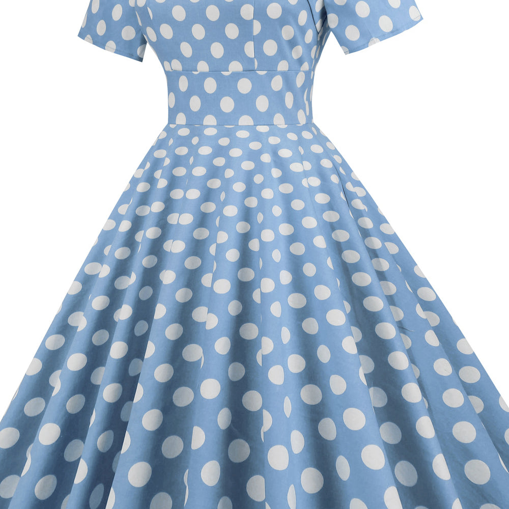 
                      
                        Light Blue 1950s Polka Dots Big Swing Dress
                      
                    