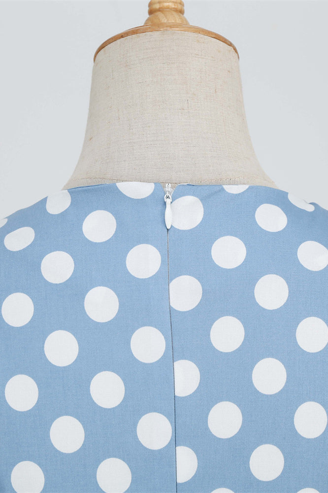 
                      
                        Light Blue 1950s Polka Dots Big Swing Dress
                      
                    