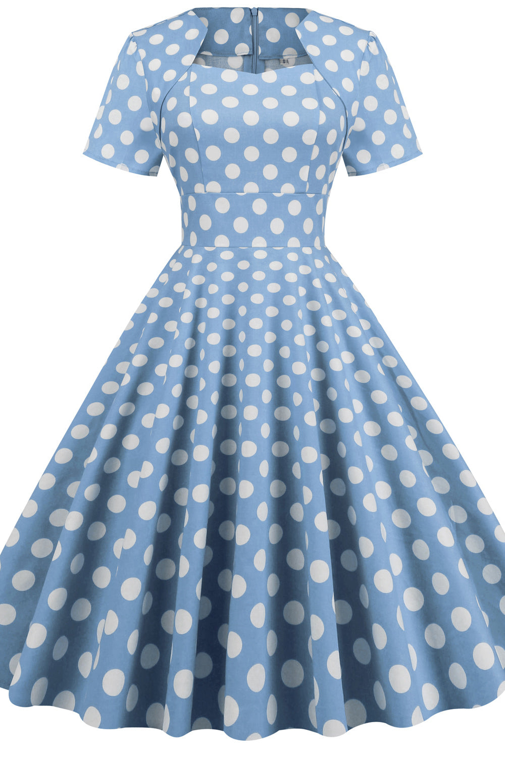 Light Blue 1950s Polka Dots Big Swing Dress