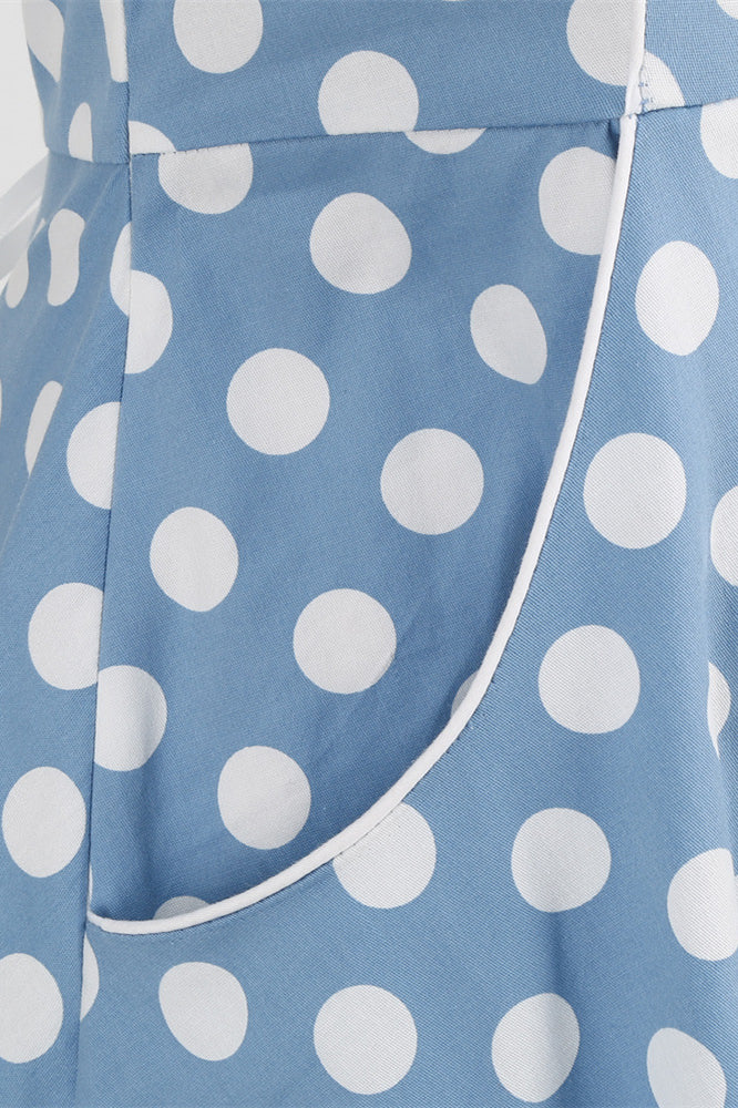 
                      
                        Light Blue 1950s Polka Dots Halter Big Swing Dress
                      
                    