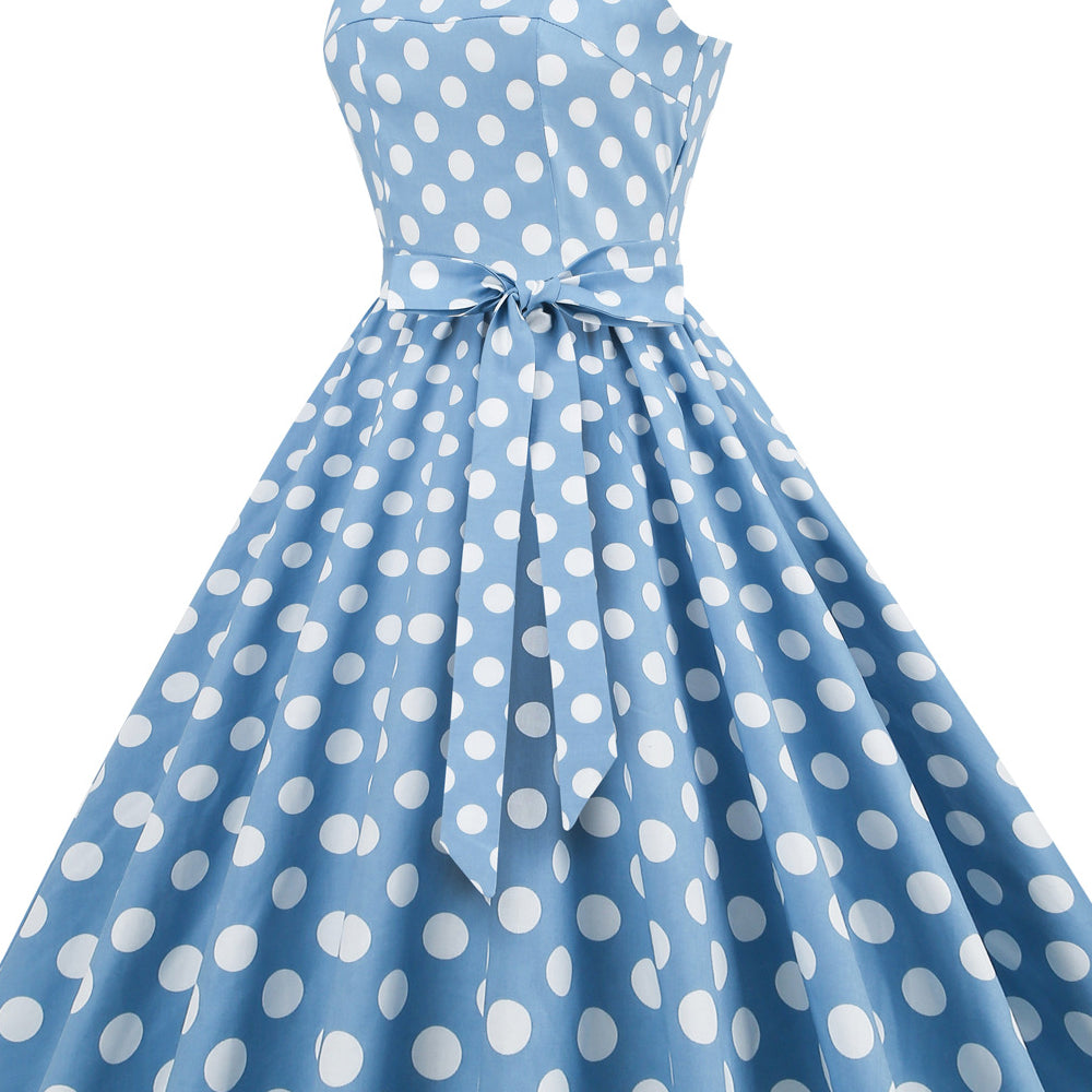 
                      
                        Light Blue 1950s Polka Dots Halter Swing Dress
                      
                    