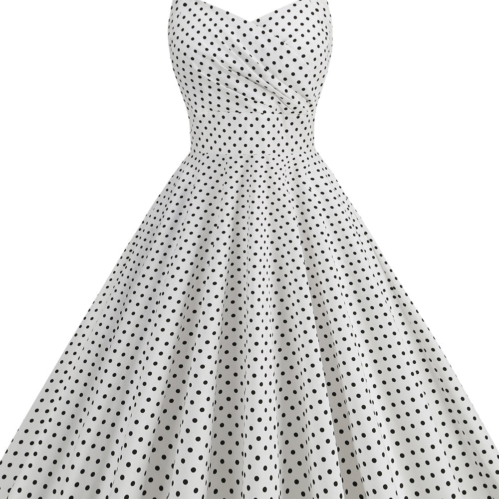 
                      
                        Light Blue 1950s Polka Dots Ruched Halter Swing Dress
                      
                    