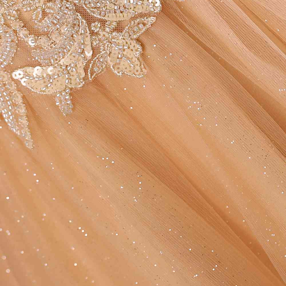 
                      
                        Light Orange Appliques A-line Tulle Long Dress
                      
                    