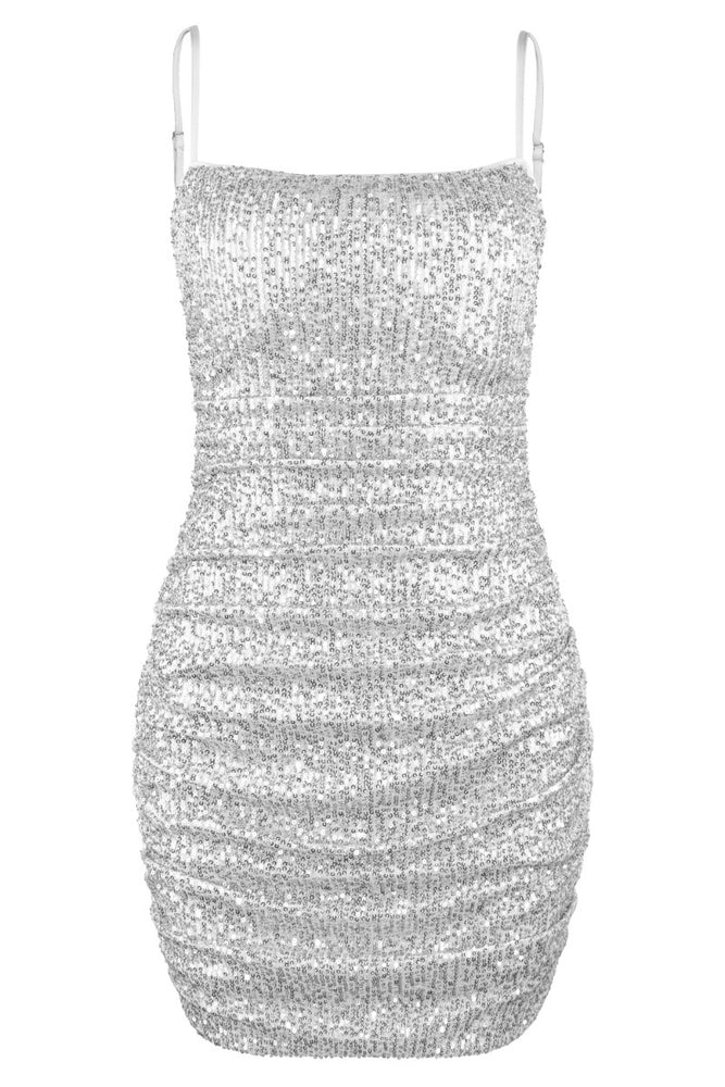 
                      
                        Light Pink Ruched Bodycon Sequin Short Dress
                      
                    