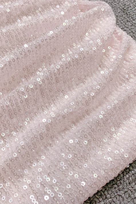 
                      
                        Light Pink Ruched Bodycon Sequin Short Dress
                      
                    