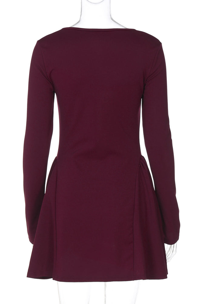 
                      
                        Long Sleeve Red Bow Front A-line Short Dress
                      
                    