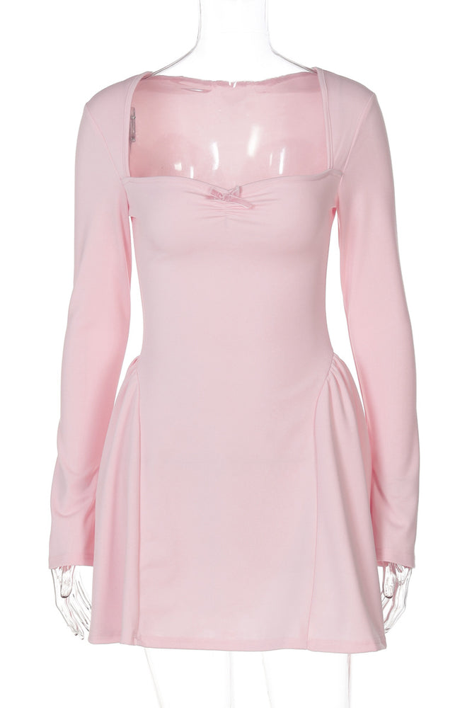 
                      
                        Long Sleeve Red Bow Front A-line Short Dress
                      
                    