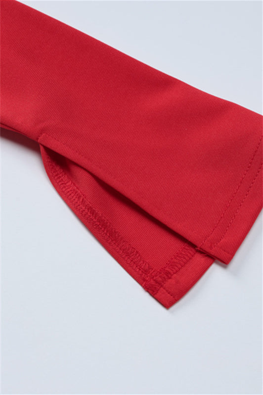 
                      
                        Long Sleeve Red Bow Front A-line Short Dress
                      
                    