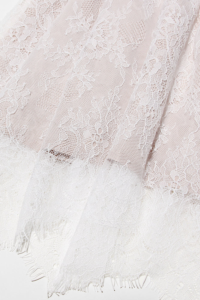 
                      
                        Long Sleeve White Two-Piece Floral Lace Maxi Dress
                      
                    