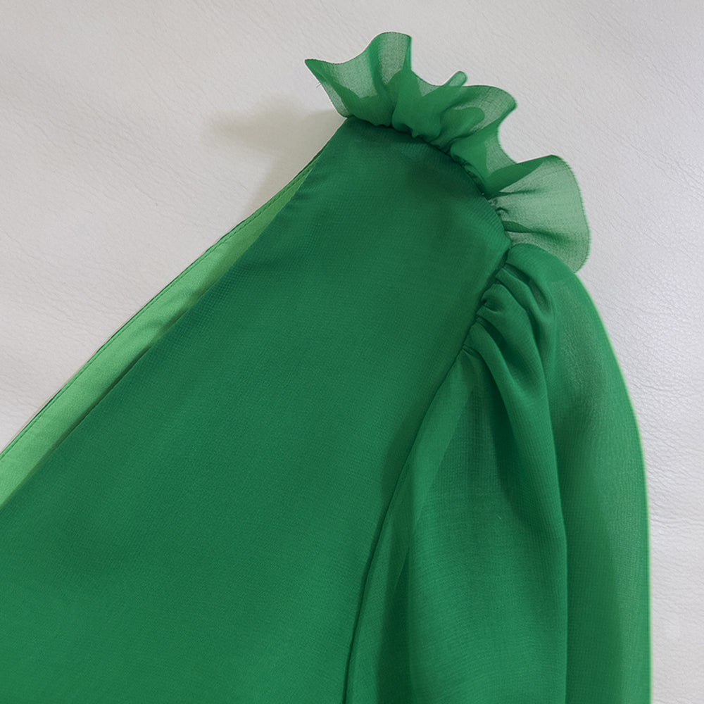 
                      
                        Long Sleeves Green Button Front Long Dress
                      
                    