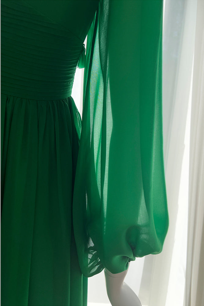 
                      
                        Long Sleeves Green Button Front Long Dress
                      
                    