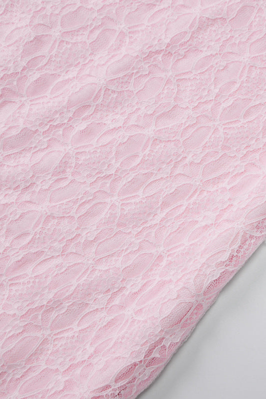 
                      
                        Long Sleeves Pink Lace Mermaid Long Dress
                      
                    