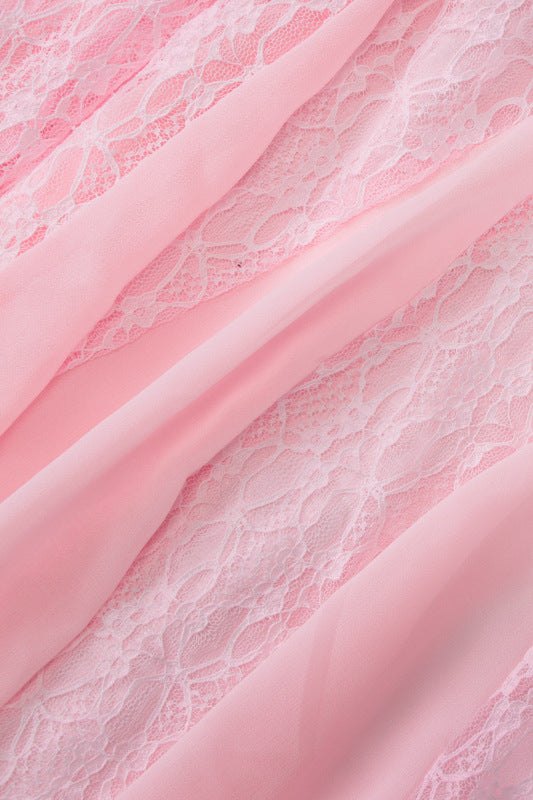 
                      
                        Long Sleeves Pink Lace Mermaid Long Dress
                      
                    
