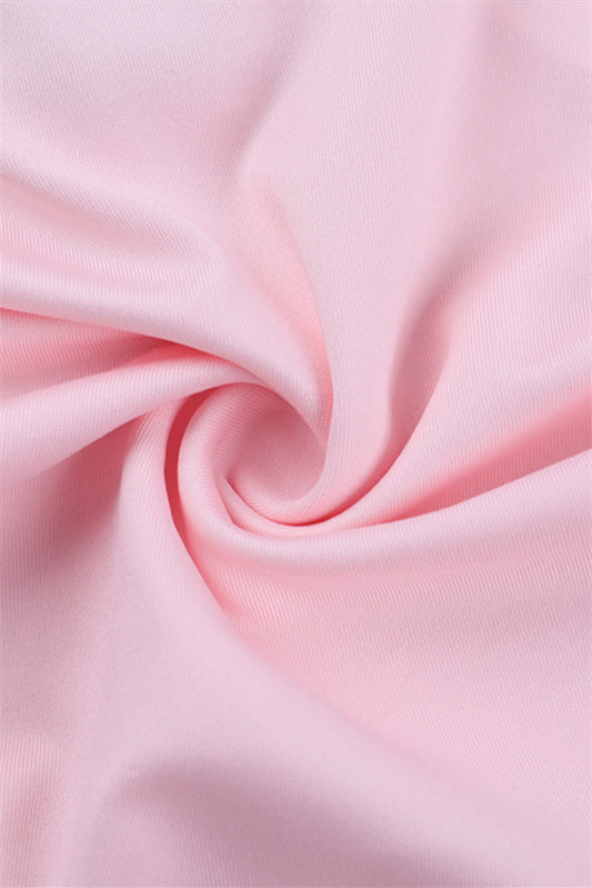 
                      
                        Long Sleeves Pink Ruched Short Dress with Side Train
                      
                    