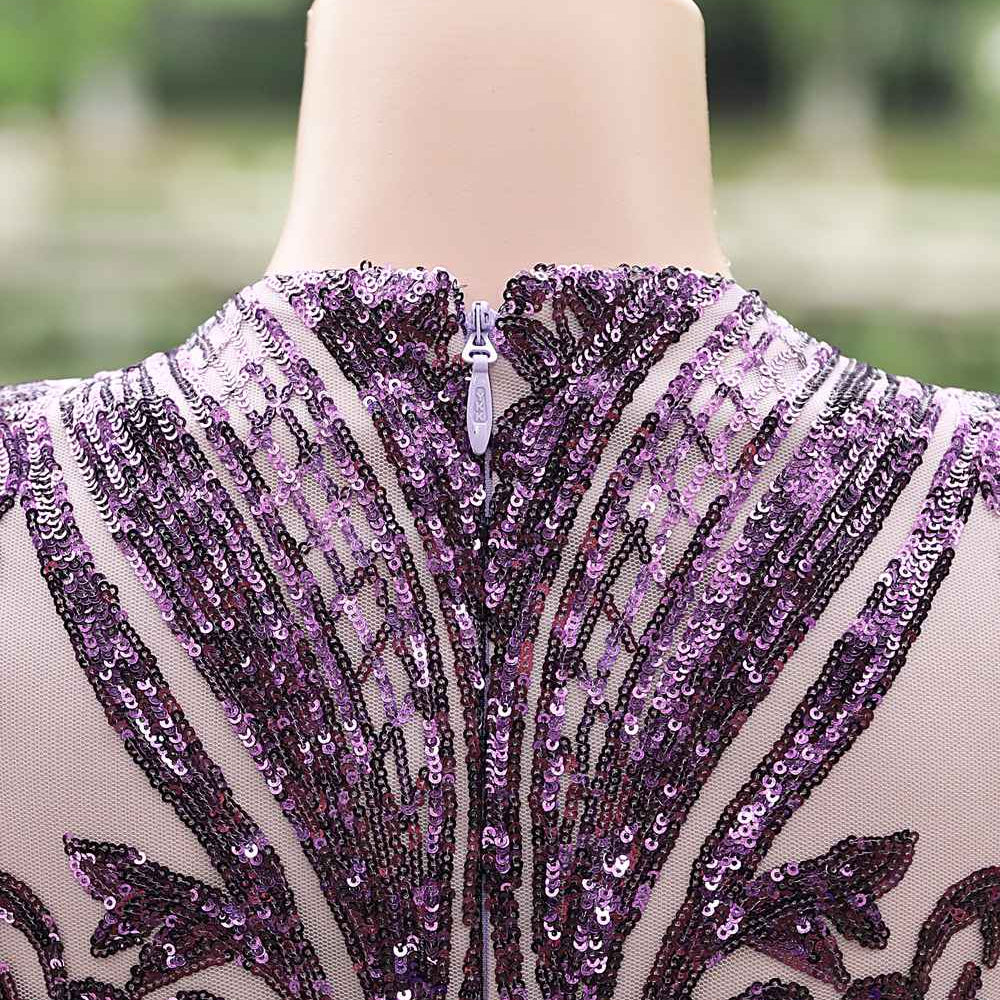 
                      
                        Long Sleeves Purple Rosette Sequin Long Dress
                      
                    