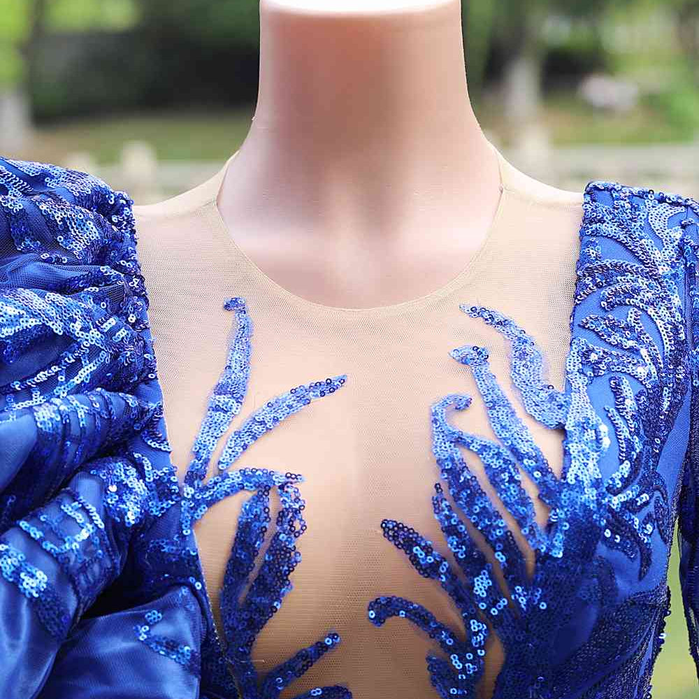 
                      
                        Long Sleeves Royal Blue Sequin Mermaid Long Dress
                      
                    