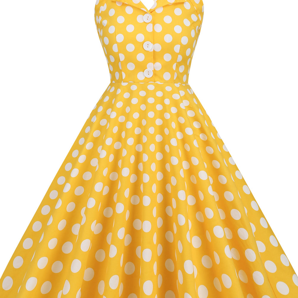 
                      
                        Navy Blue 1950s Polka Dots Halter Swing Dress
                      
                    