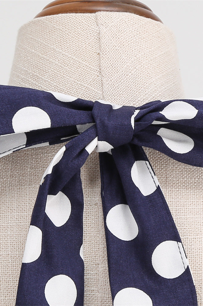 
                      
                        Navy Blue 1950s Polka Dots Halter Swing Dress
                      
                    