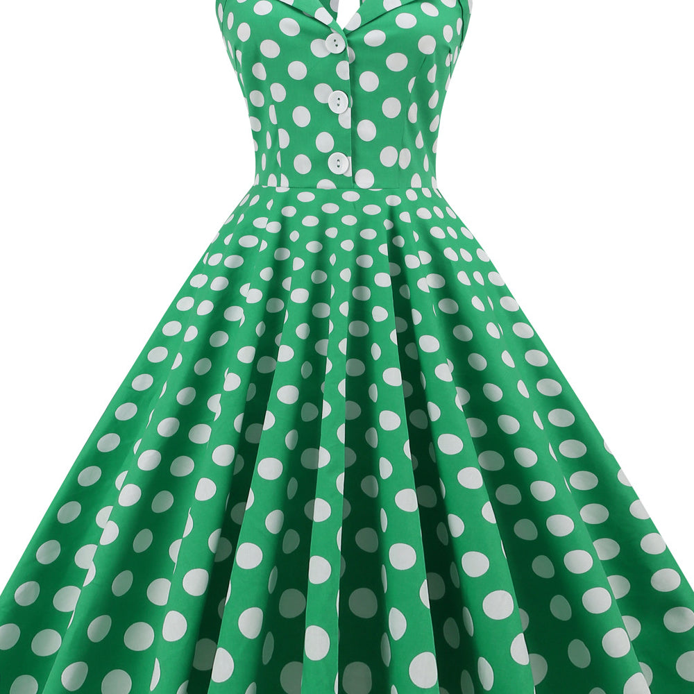 
                      
                        Navy Blue 1950s Polka Dots Halter Vintage Dress
                      
                    
