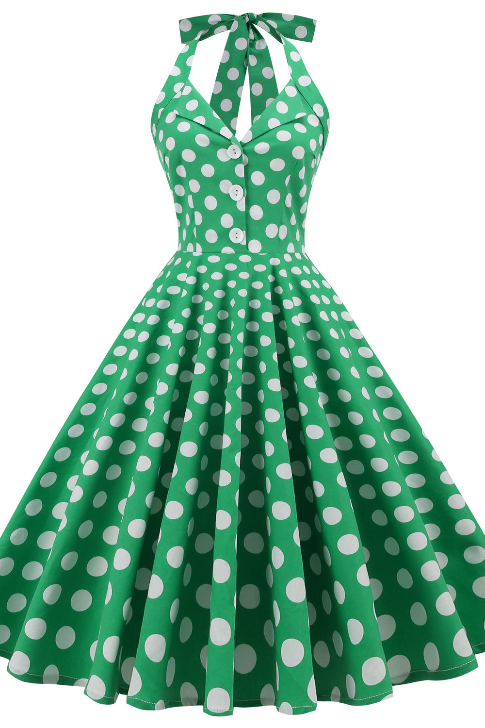 Navy Blue 1950s Polka Dots Halter Vintage Dress