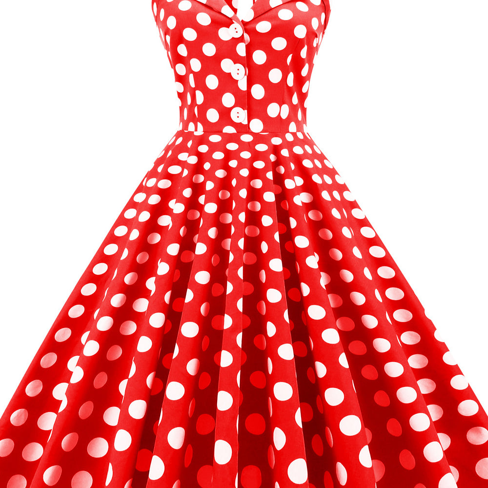 
                      
                        Navy Blue 1950s Polka Dots Halter Vintage Dress
                      
                    