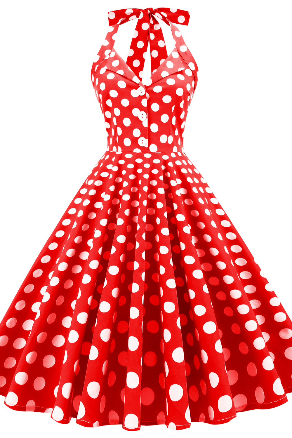 Navy Blue 1950s Polka Dots Halter Vintage Dress