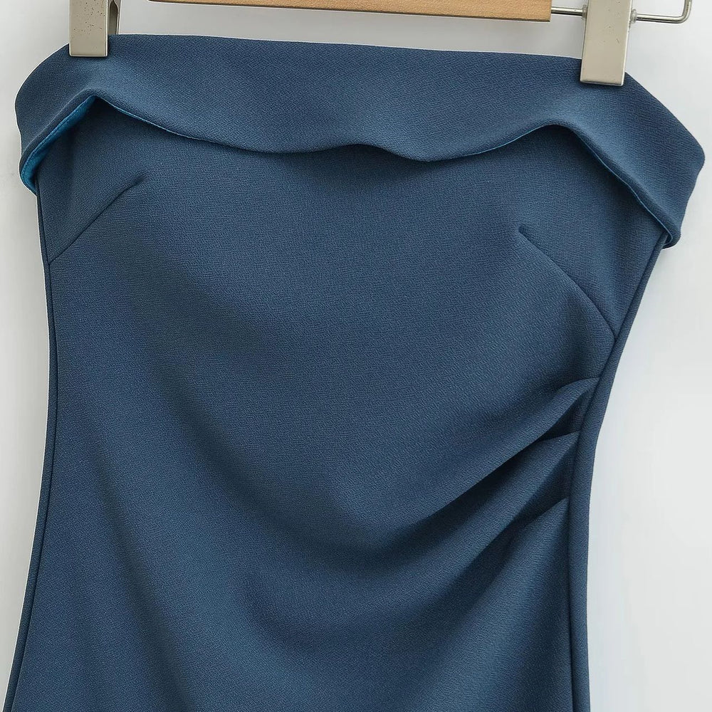 
                      
                        Navy Blue Convertible Ruched Short Dress
                      
                    