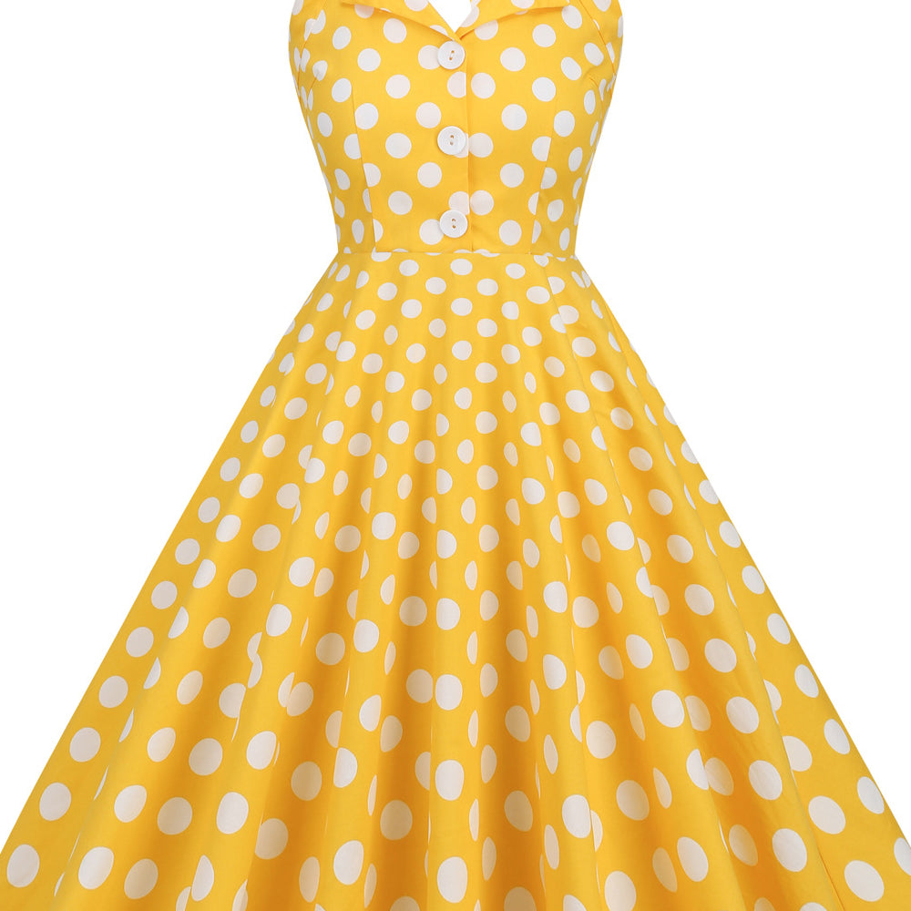 
                      
                        Navy Blue 1950s Polka Dots Halter Vintage Dress
                      
                    