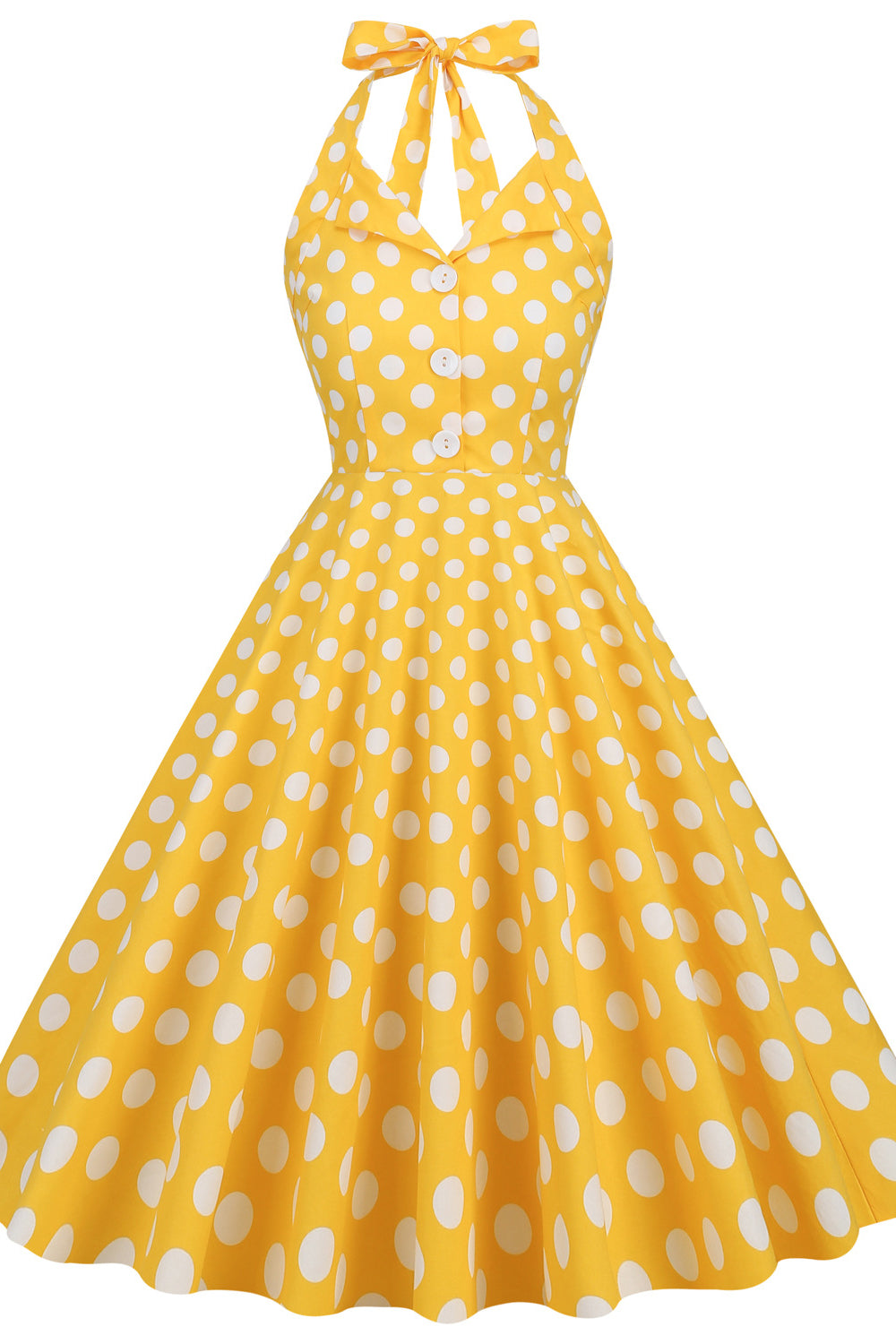 Navy Blue 1950s Polka Dots Halter Vintage Dress