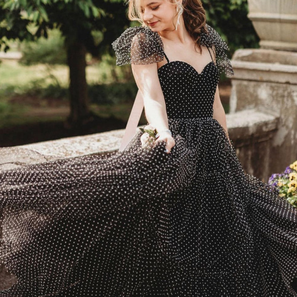 
                      
                        Navy Blue Polk Dots A-line Princess Dress
                      
                    