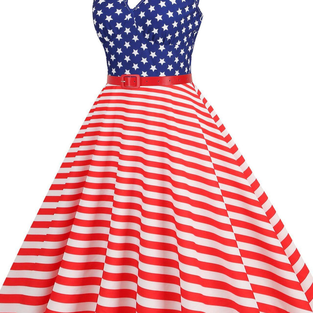 
                      
                        Red 1950s American Flag Print Vintage Dress
                      
                    